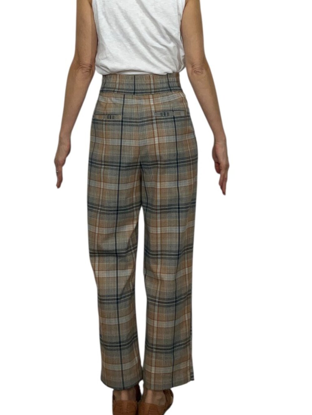 Urban Outfitters Plaid Pleated Front Trouser Pants S High Rise Academia - Picture 3 of 16